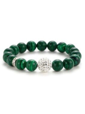 Very Me Green Malachite-Pattern Beaded Bracelet with Sparkling Pavé Accent